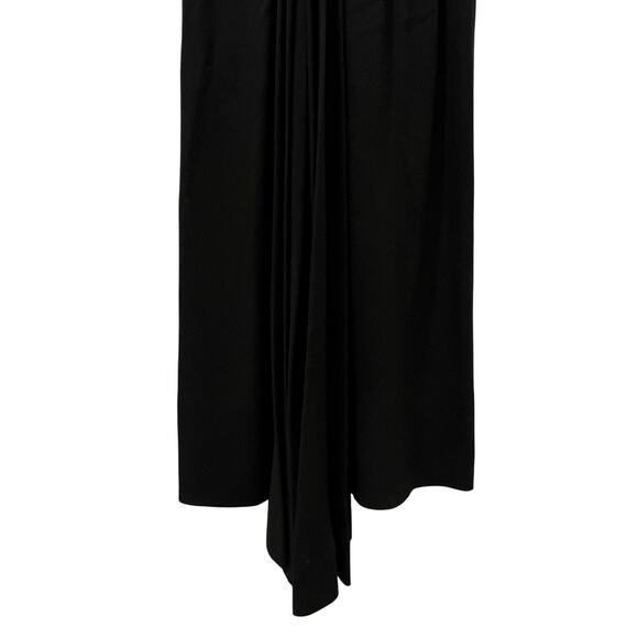 Vintage  Black Cocktail Dress Cap Sleeves Train Size Medium Hatlileu - Picture 11 of 14